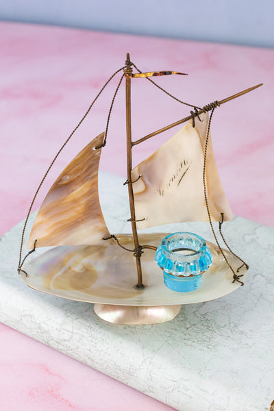 Antique French Souvenir Mother-of-Pearl Salier