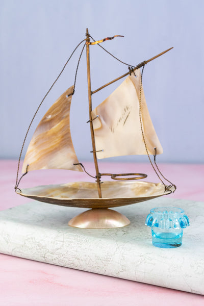 Antique French Souvenir Mother-of-Pearl Salier