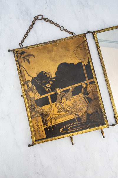 Antique French Trifold Mirror
