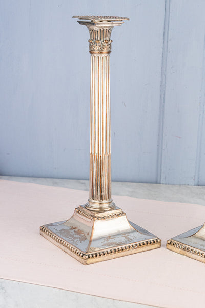 Antique Georgian Silverplate Candlesticks - Set of 2