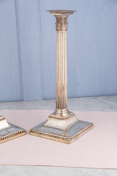 Antique Georgian Silverplate Candlesticks - Set of 2