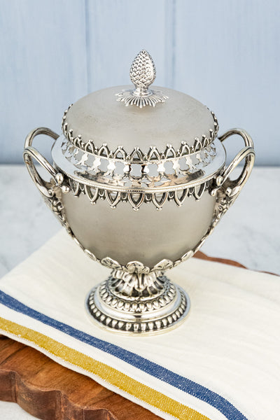 Antique Glass & Silverplate Potpourri Bowl