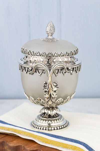 Antique Glass & Silverplate Potpourri Bowl