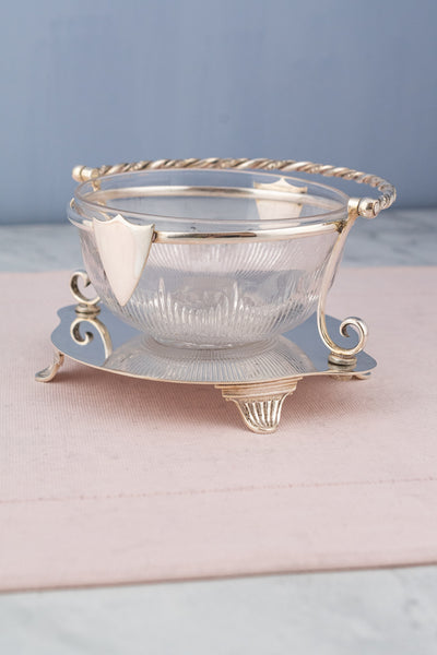 Antique Glass Bowl & Silverplate Stand