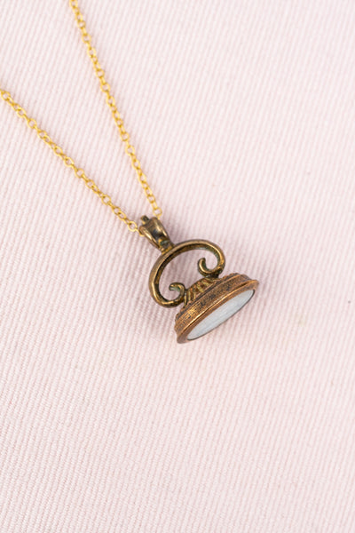 Antique Gold-Filled Intaglio Seal Necklace