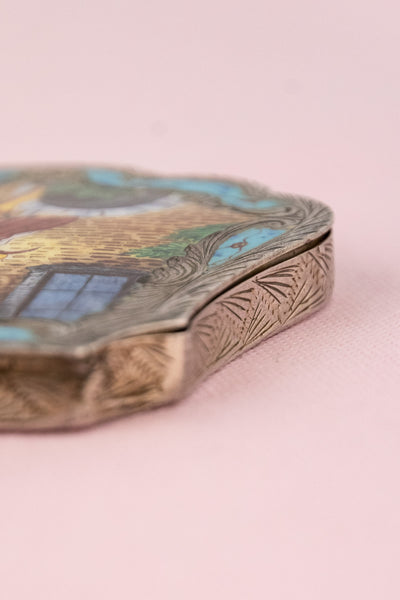Vintage Italian Enamel & Silver Romeo & Juliet Compact