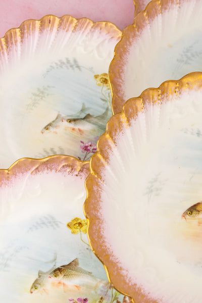 Antique Limoges Fish Service For 8