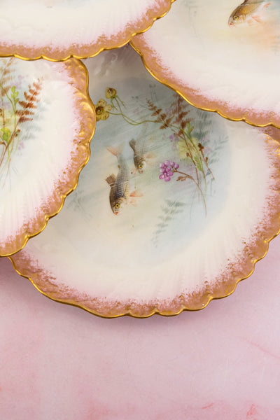 Antique Limoges Fish Service For 8
