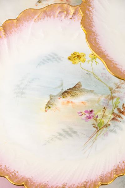 Antique Limoges Fish Service For 8