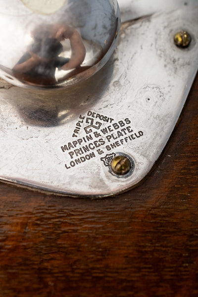 Antique Oak and Silverplate Gallery Tray