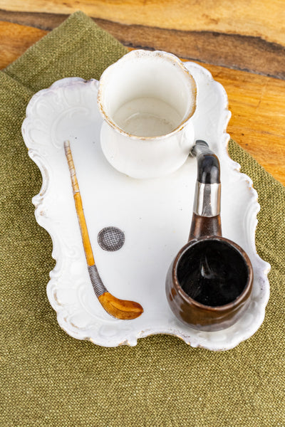 Antique Porcelain Pipe Match Stand