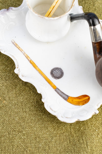 Antique Porcelain Pipe Match Stand