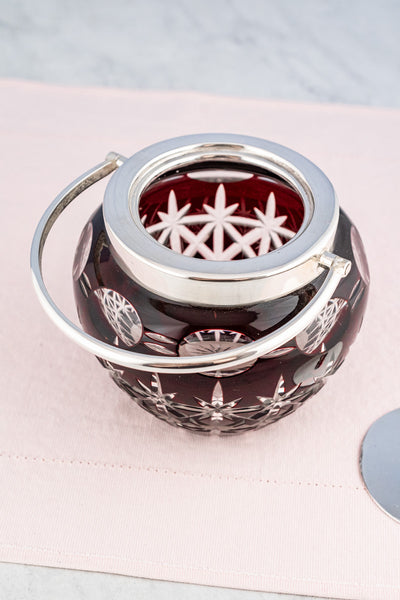 Antique Red Glass & Silverplate Biscuit Barrel