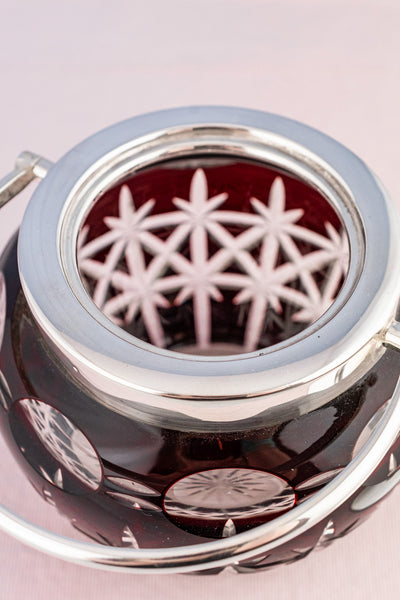 Antique Red Glass & Silverplate Biscuit Barrel