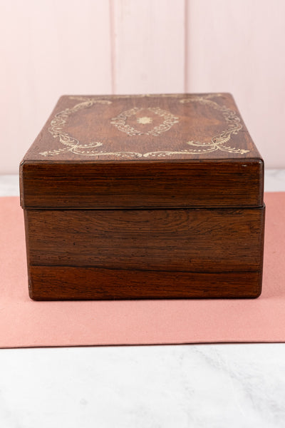 Antique Rosewood and Mother of Pearl Keepsake Box