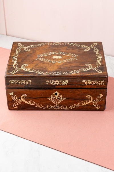 Antique Rosewood and Mother of Pearl Keepsake Box