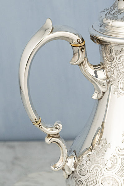 Antique Silverplate Coffee Pot - "With Mind & Hand"
