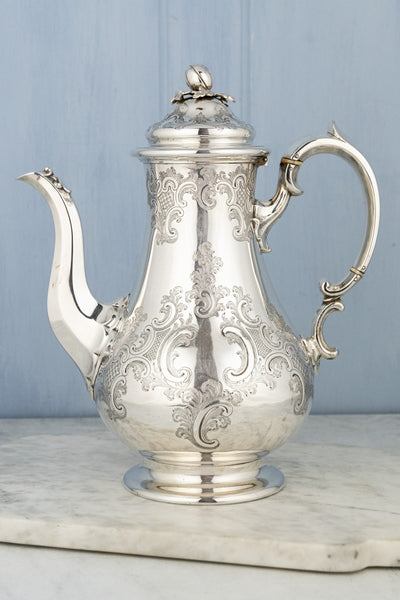 Antique Silverplate Coffee Pot - "With Mind & Hand"