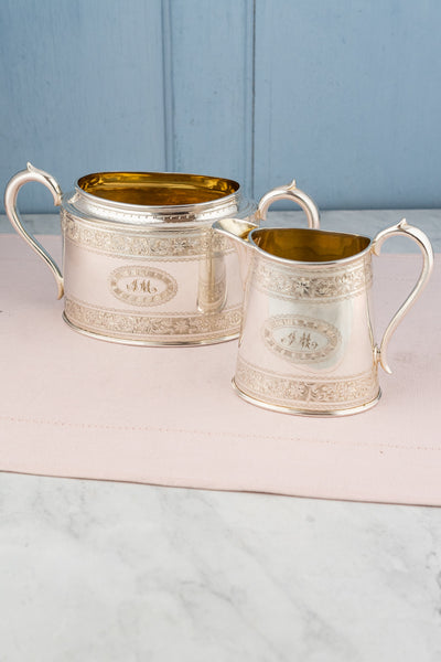 Antique Silverplate Creamer and Sugar Bowl Set