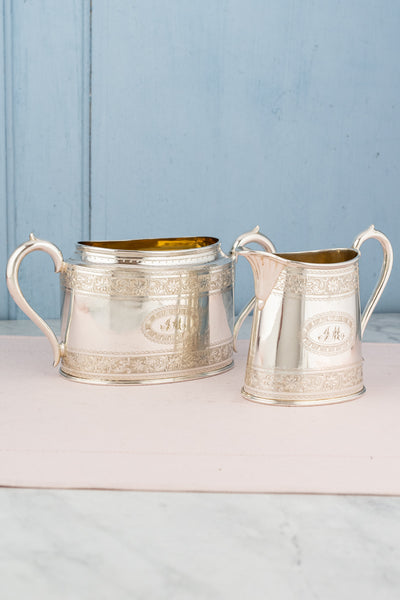 Antique Silverplate Creamer and Sugar Bowl Set