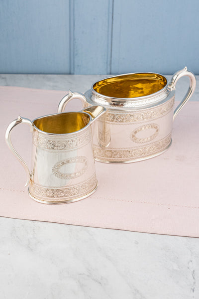 Antique Silverplate Creamer and Sugar Bowl Set