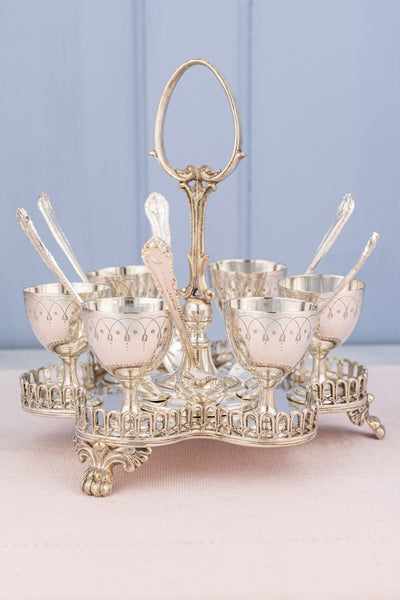 Antique English Silverplate Egg Service for 6