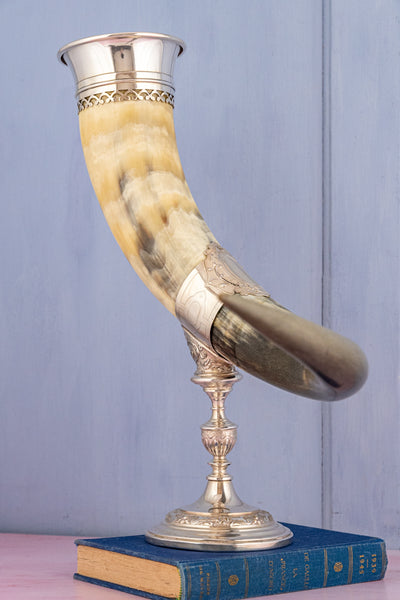 Antique Silverplate Grand Horn Vase