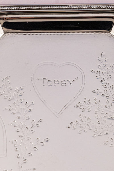 1911 Silverplate Marriage Heart Tray