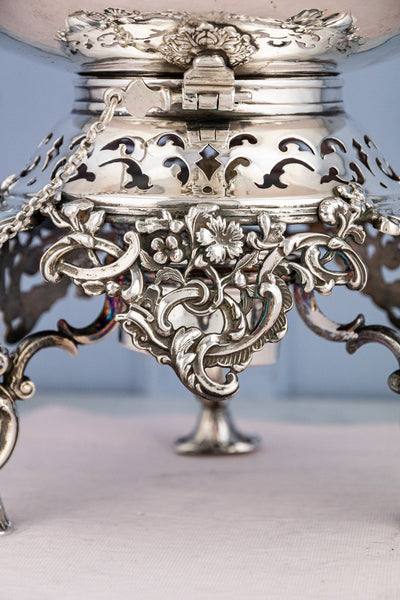 Antique Silverplate Tipping Pot on Warming Stand