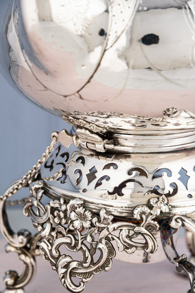 Antique Silverplate Tipping Pot on Warming Stand