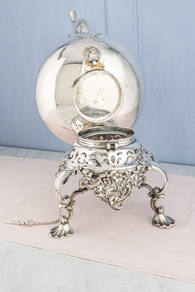 Antique Silverplate Tipping Pot on Warming Stand