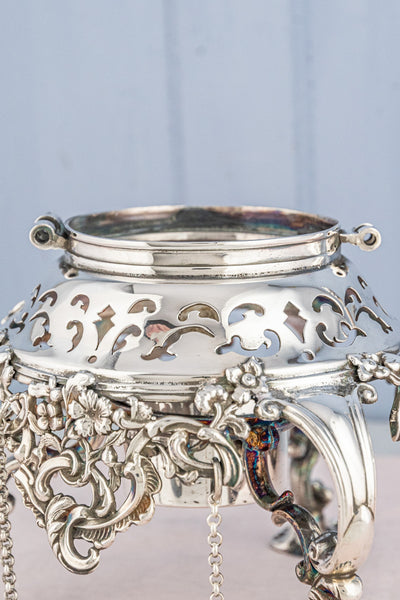 Antique Silverplate Tipping Pot on Warming Stand