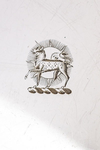 Antique Silverplate Unicorn Salver