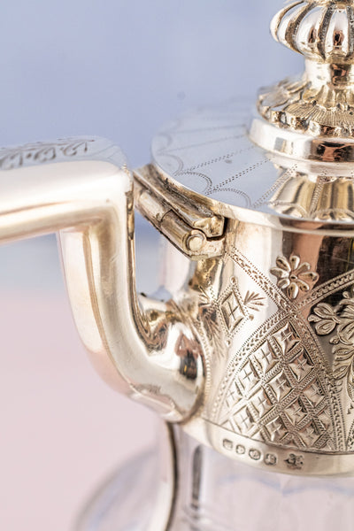 Antique Silverplate & Crystal Claret Jug