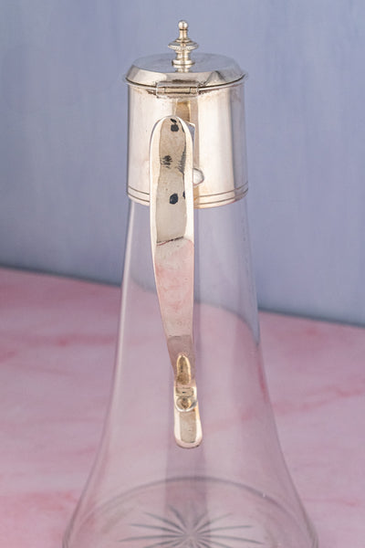 Antique Silverplate & Glass Claret Jug