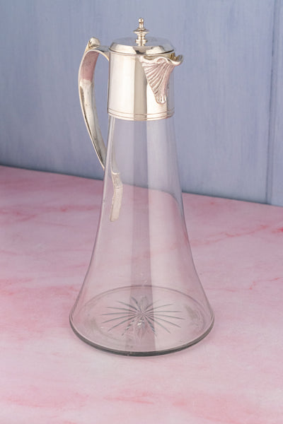 Antique Silverplate & Glass Claret Jug