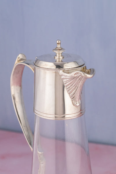Antique Silverplate & Glass Claret Jug