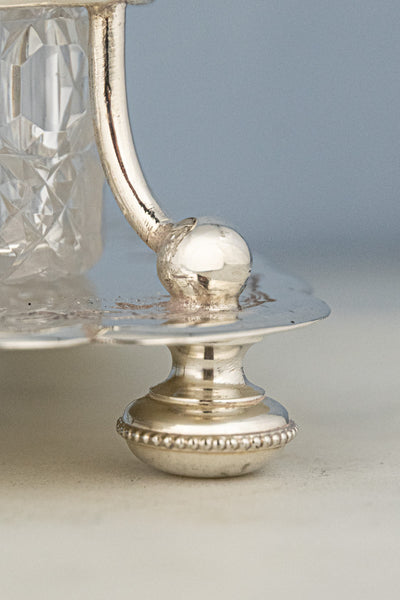 Antique Silverplate and Glass Sardine Box