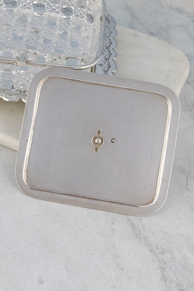 Antique Silverplate and Glass Sardine Box