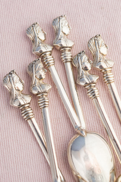 Antique Sterling Silver Queen Victoria Teaspoon - Set of 6