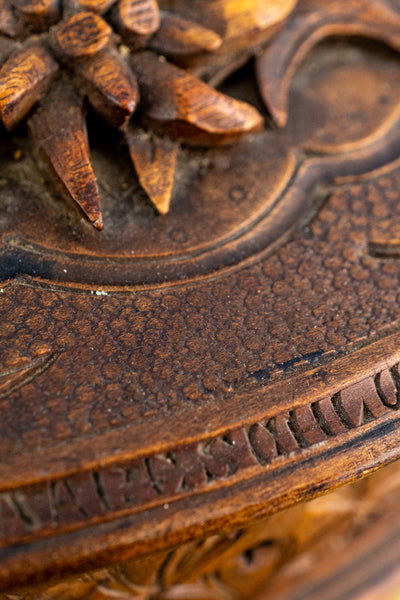Antique Swiss Fôret Noir Edelweiss Wooden Box