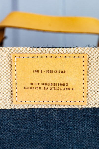 Apolis Navy Blue P.O.S.H. Market Bag with Shoulder Strap