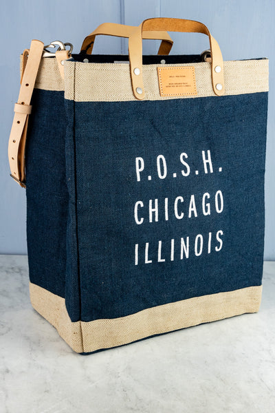 Apolis Navy Blue P.O.S.H. Market Bag with Shoulder Strap