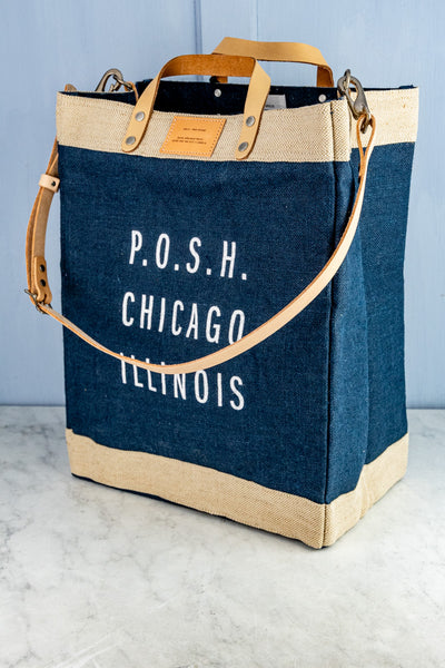 Apolis Navy Blue P.O.S.H. Market Bag with Shoulder Strap