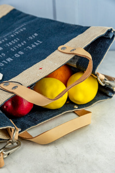 Apolis Navy Blue P.O.S.H. Market Bag with Shoulder Strap