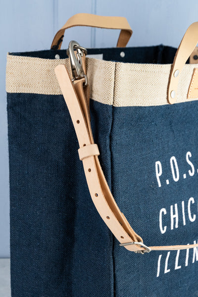 Apolis Navy Blue P.O.S.H. Market Bag with Shoulder Strap