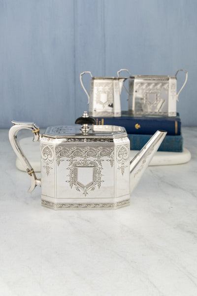 Antique Octagonal Silverplate Tea Service