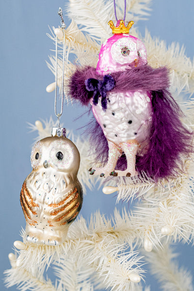 Bashful Owl & Crowned Owl Ornaments
