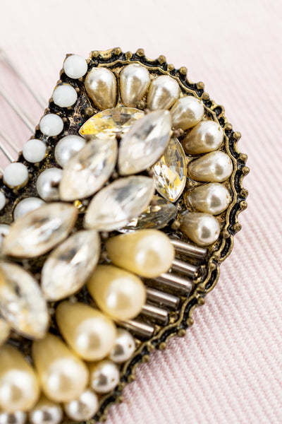 Beaded Pearl & Crystal Hair Comb