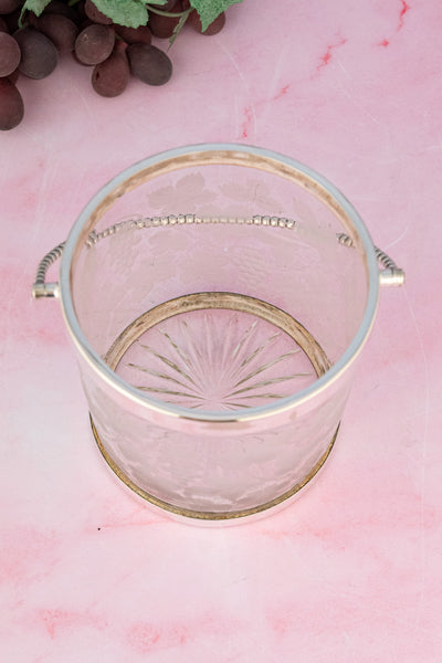Antique English Glass & Silverplate Biscuit Barrel